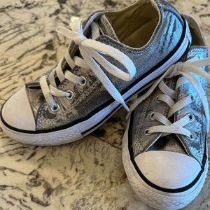Metallic Silver Youth Converse I Size 1